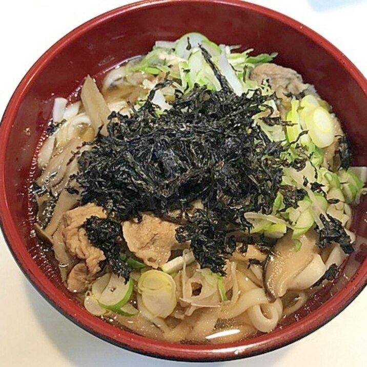 きのこたっぷり☆岩のり肉うどん